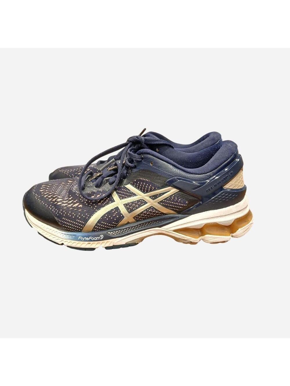 Asics Gel-Kayano 26 womens Running Shoes Navy Blue and Beige Size 10